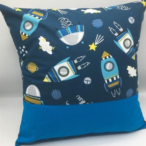 housse de coussin personnalisable - déco chambre enfant espace fusée